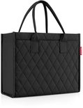 Zwarte Reisenthel shopper met ruitjespatroon en handvatten.
