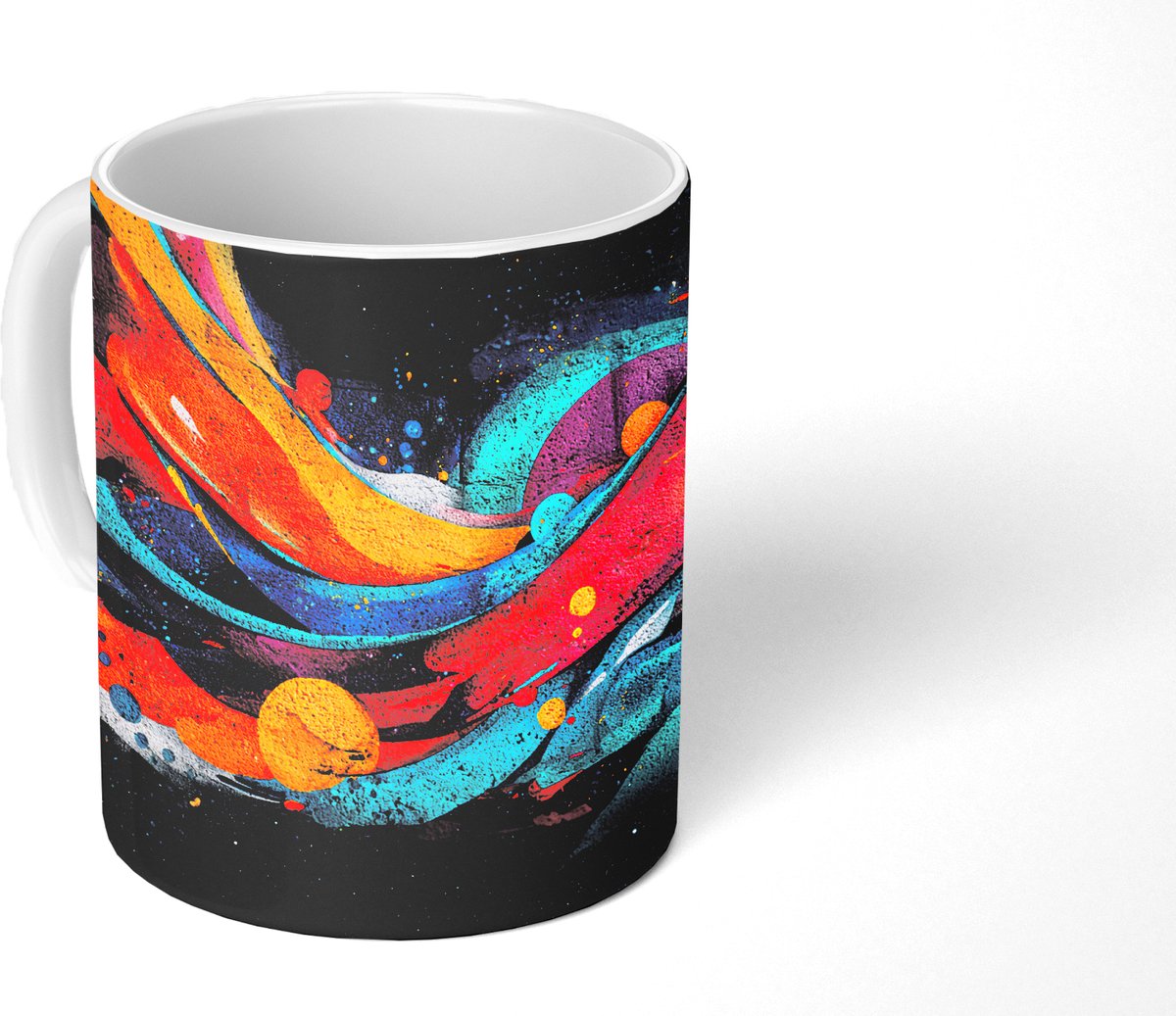 Mok - Koffiemok - Banen - Golven - Kleurrijk - Abstract - Mokken - 350 ML - Beker - Koffiemokken - Theemok