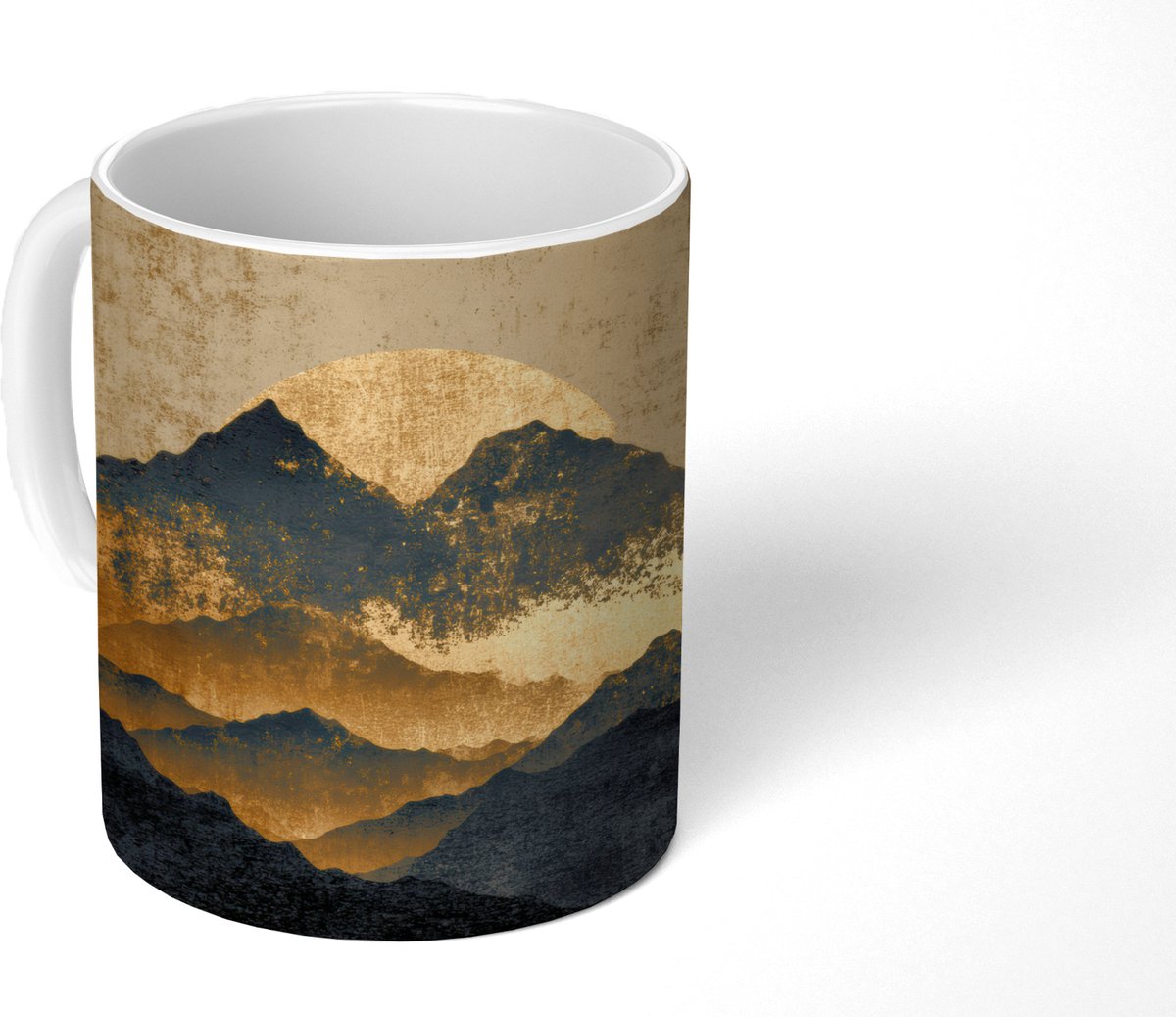 Mok - Koffiemok - Gouden Bergen bij Maanlicht - Mokken - 350 ML - Beker - Koffiemokken - Theemok