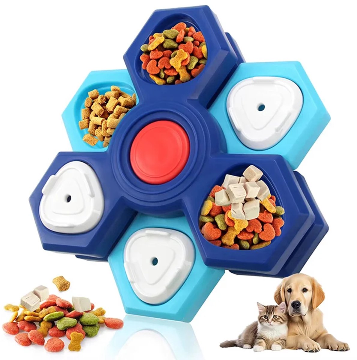 Interactieve slowfeeder voerbak 3 laags– duurzaam latex – puzzelbord voor honden en katten – anti-verveling huisdierspeelgoed – helpt schrokken voorkomen – IQ-training en voerbak in één