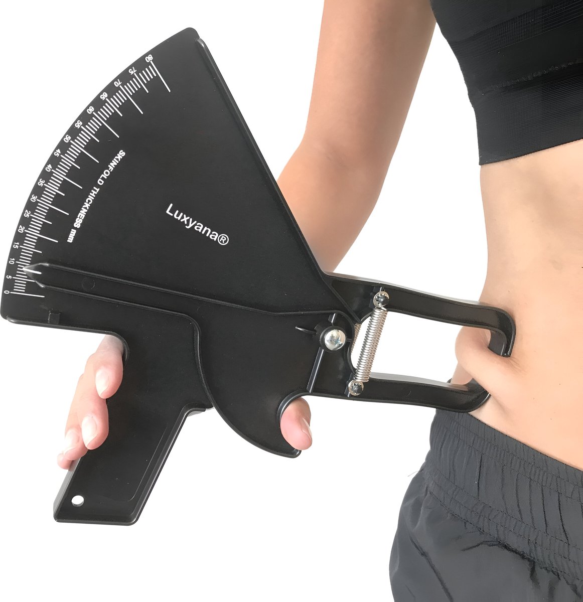 Luxyana® Huidplooimeter Pro - Vetpercentage Meter met Maat Tabellen - Vetmeter voor Man en Vrouw met Nederlandse Handleiding - Zwart