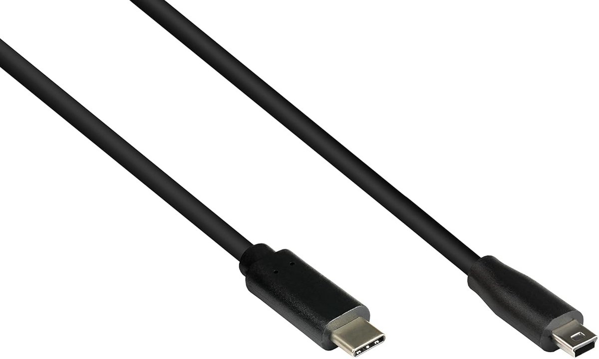 USB 2.0 kabel - USB C naar Mini B 5-pins - 0,3 meter - zwart