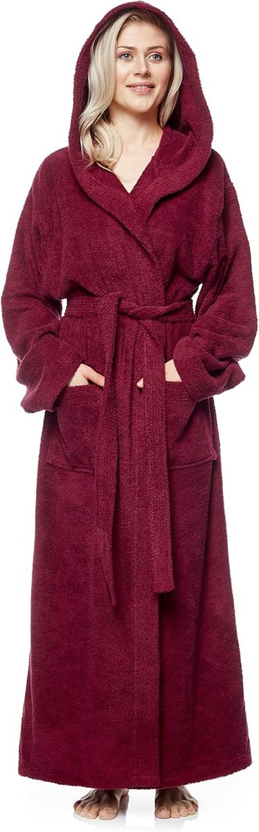 Lange Dames Badjas met Capuchon - 100% Absorberend Katoen | OEKO-TEX Gecertificeerd
