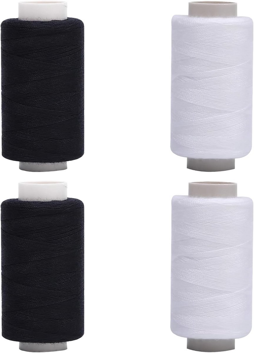 Sterk Polyester Naaigaren Set Zwart Wit 4x350m voor Machine en Handwerk