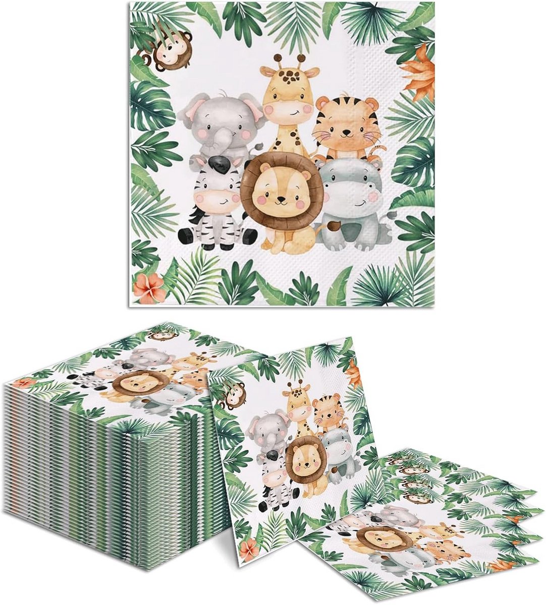 Kinderservetten Jungle Dieren Bladeren Groen