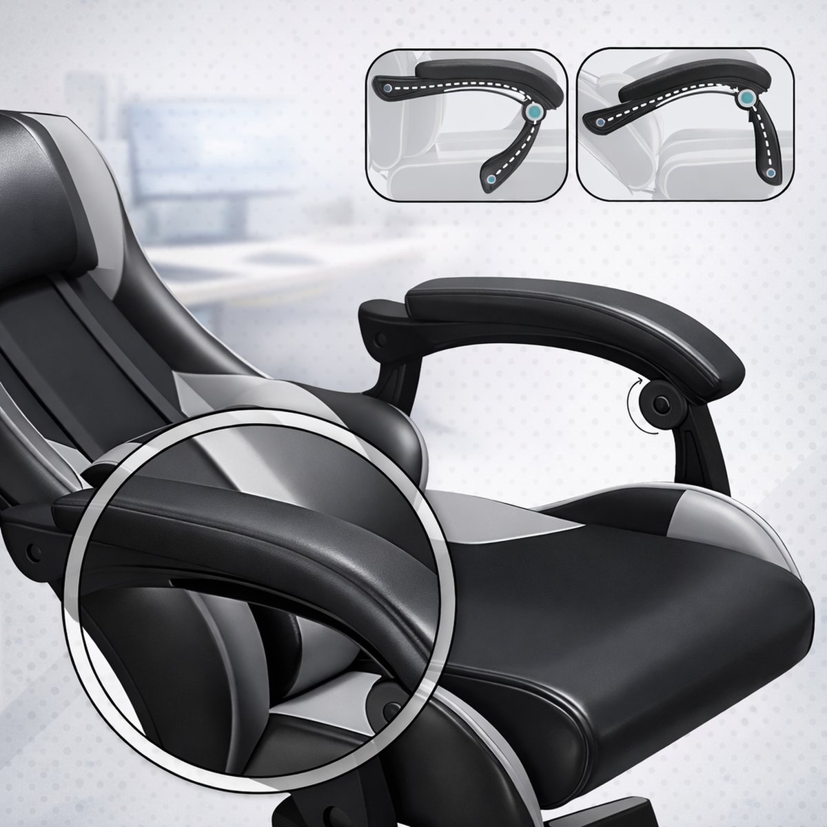 Bayt Gamestoel - Gaming Chair - Gamingstoel - Ergonomische Bureaustoel - Zwart - Verstelbaar – foto 8