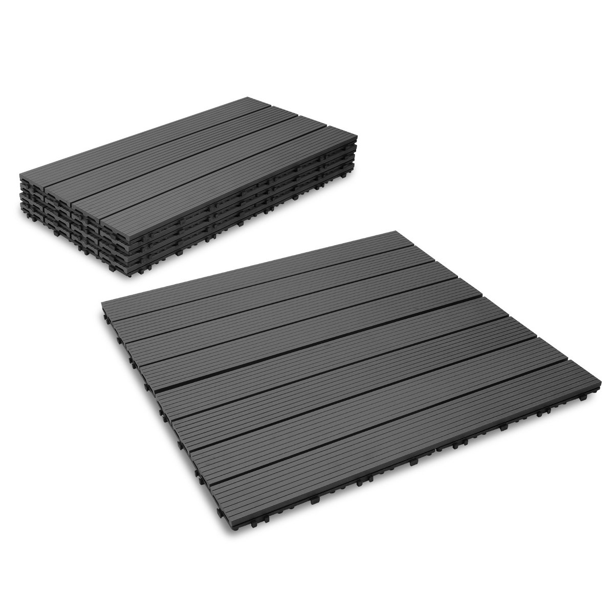 Terrastegels, houten tegels, balkontegels 30x60cm, WPC-tegels, waterfilterbaar, voor terrassen en tuinen, antraciet, 60 stuks