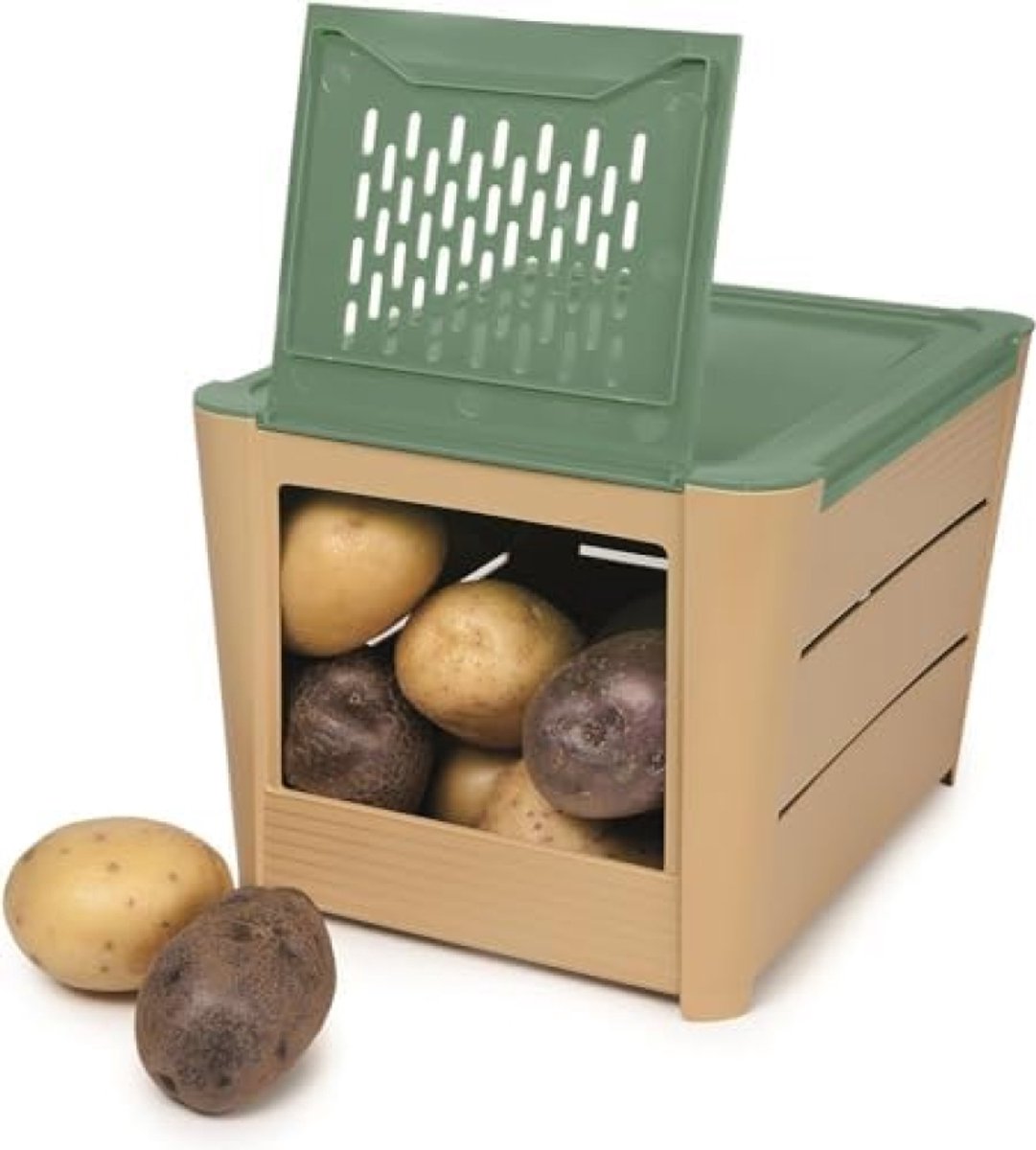 Praktische groente- en aardappelbewaarcontainer met ventilatiedeksel