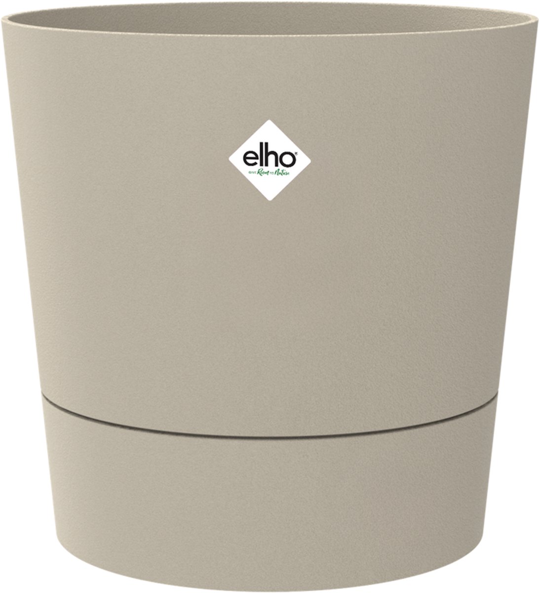 Elho Foss Rond 25cm - Bloempot voor Binnen - 100% Gerecycled Plastic - Ø 24.5 x H 24.2 - Paddenstoel beige