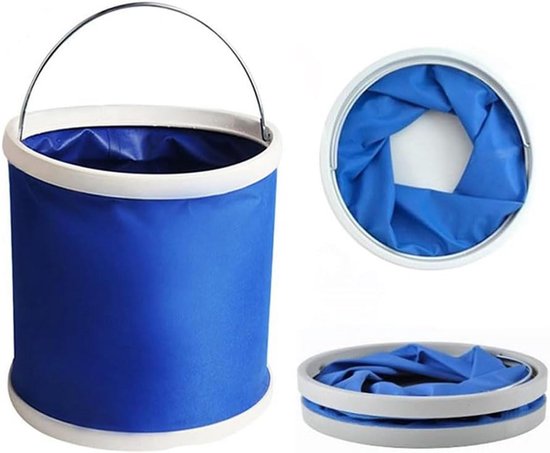 Opvouwbare emmer, 2 stuks, 3 liter, inklapbaar, draagbaar, ruimtebesparend voor vissen, zandbakken, kamperen en andere toepassingen (blauw
