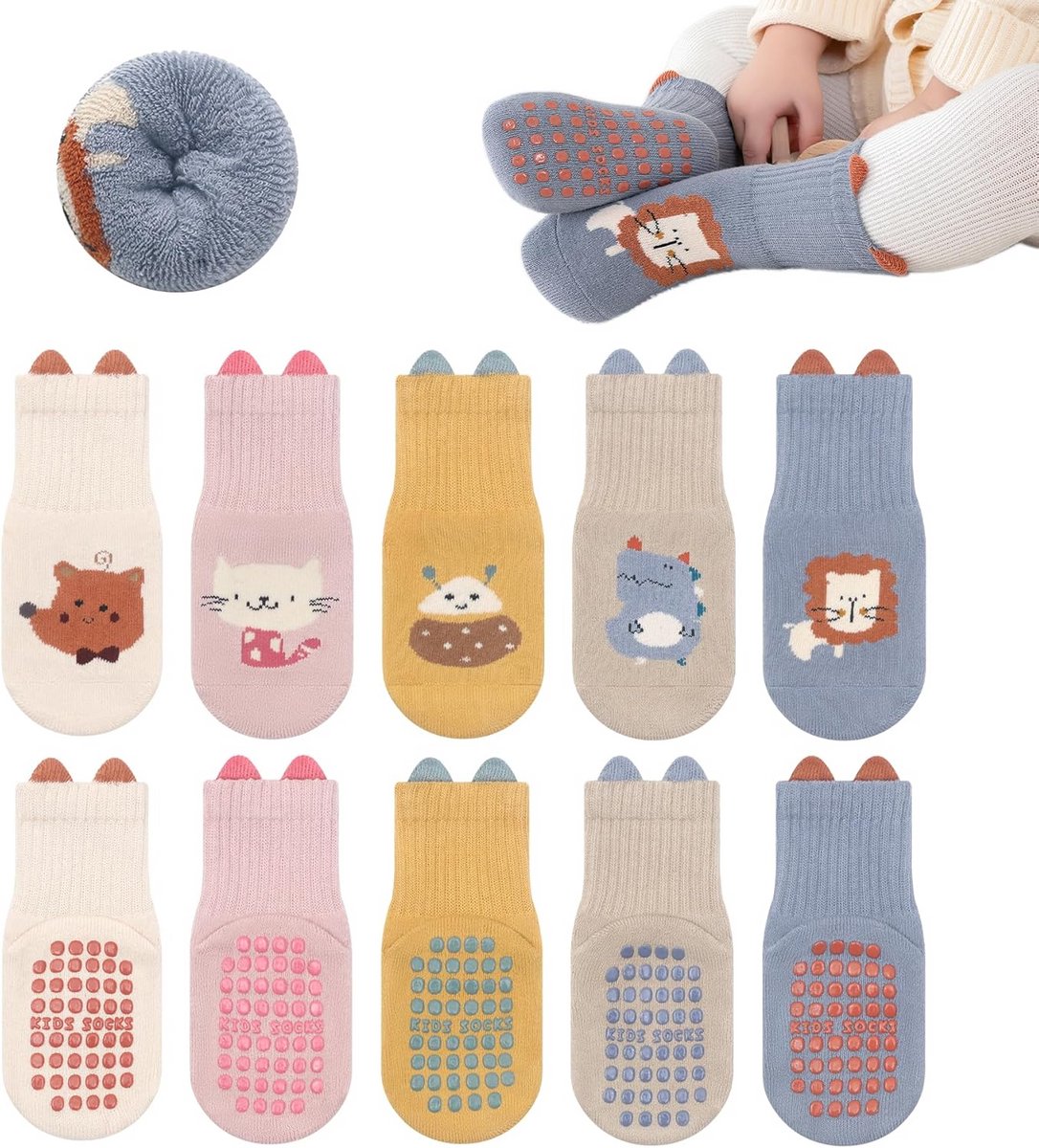 5 Paar Dikke Antislip Babysokken Katoen voor Winter - Thermisch voor Jongens en Meisjes