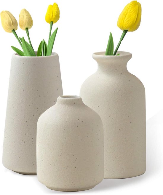 Set van 3 kleine keramische vazen voor woondecoratie en