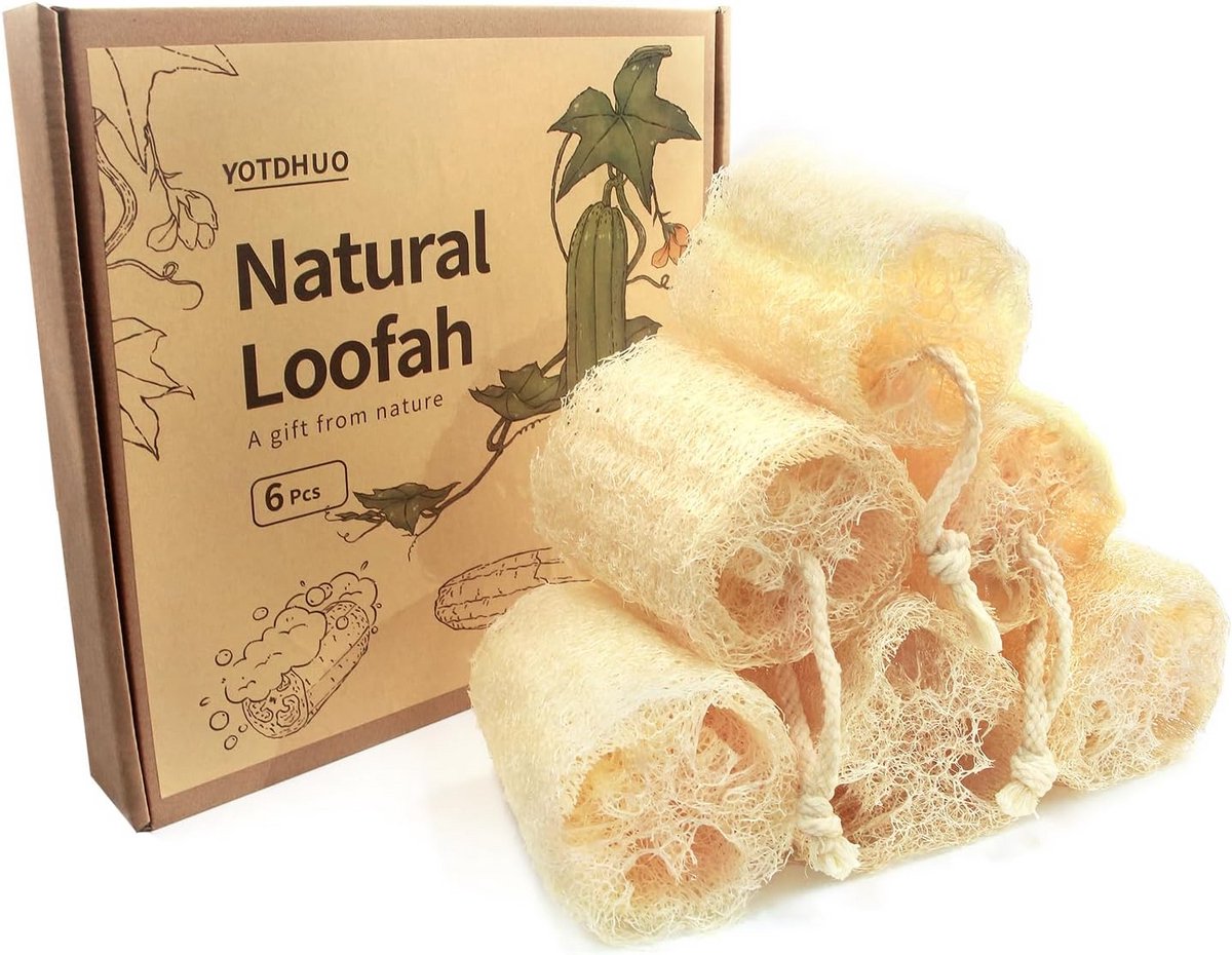 6 Stuks Natuurlijke Loofah Sponzen voor Exfoliëren en Douchen