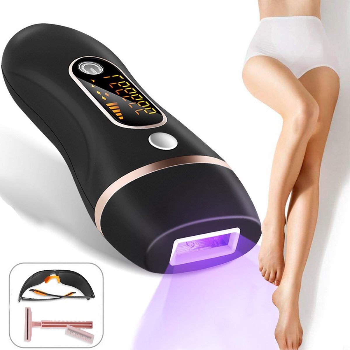 OKWISH IPL Ontharingsapparaten - Laser Ontharing Thuis - IPL Ontharingsapparaat - Volledig Lichaam Ontharing IPL - Zwarte Laser Ontharingsmachine - ABS