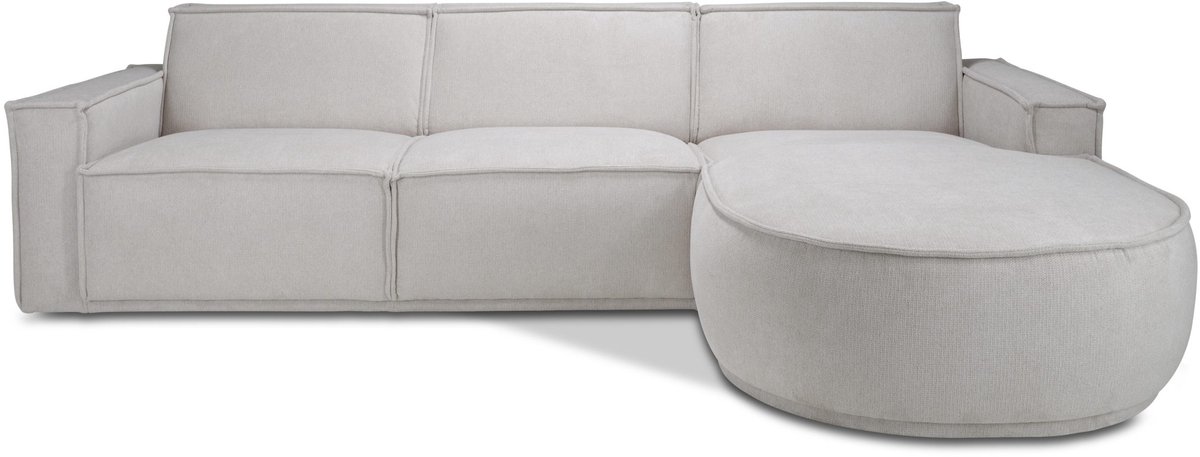 Icon Living - Bank Anna Hoekcombinatie 2.5-zits - Longchair Rond Voorstaand Rechts Stof Mito Natural