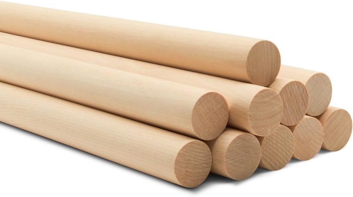 3/4 Inch X 36 Houten Deuvelstaven - Onafgewerkte Hardhouten Staven