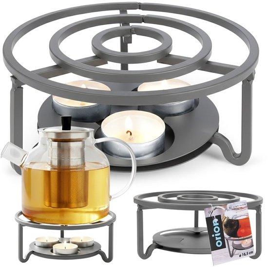 Chauffe-thé métal Grijs 16,5 cm - Chauffe-théière - Bol chauffant - Photophore - Support chauffant - Plaque chauffante à Thee