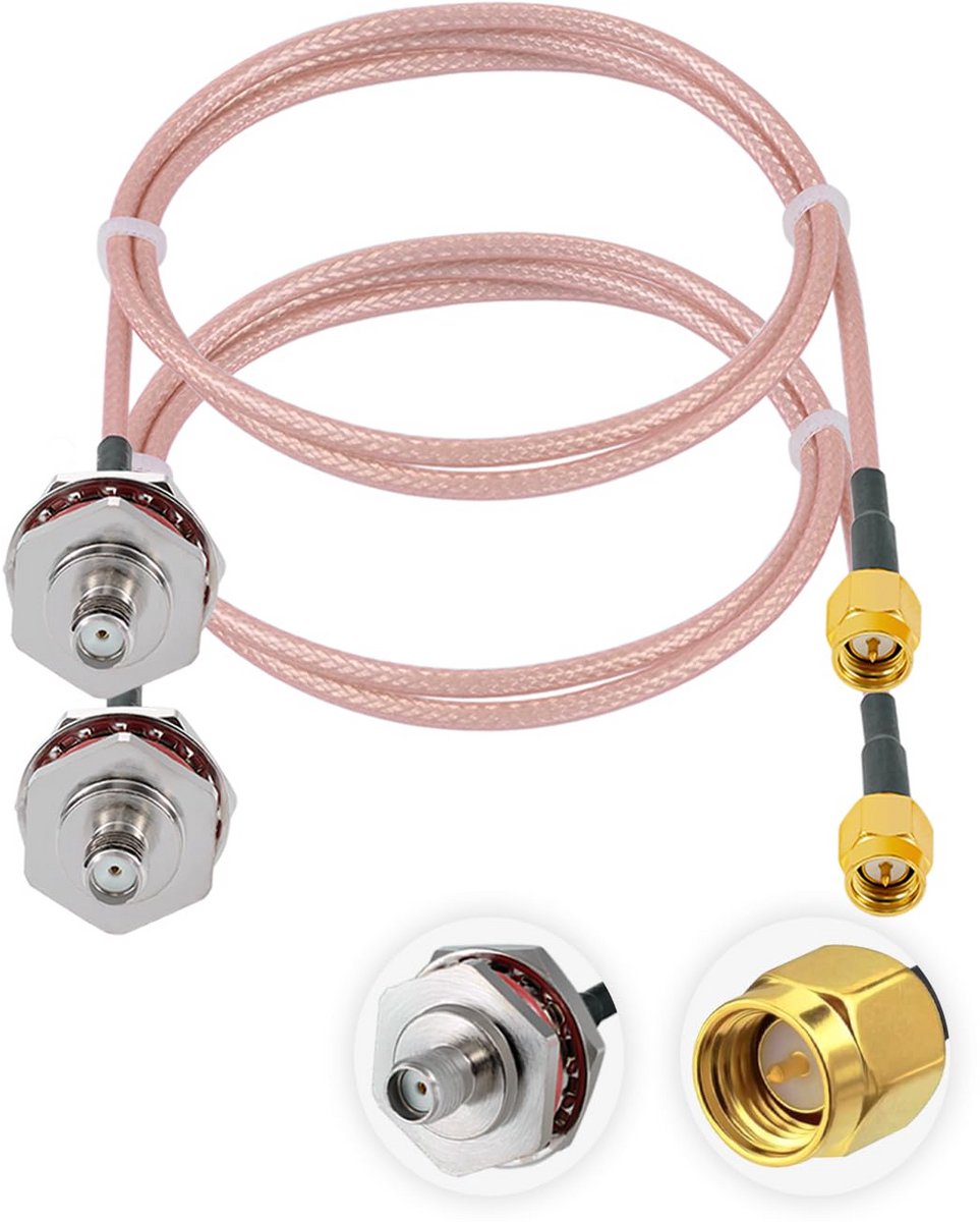 2 Stuks SMA Male naar SMA Female Kabel RG316 60CM Waterdicht M16 Verlengstuk voor Antenne Router Wifi