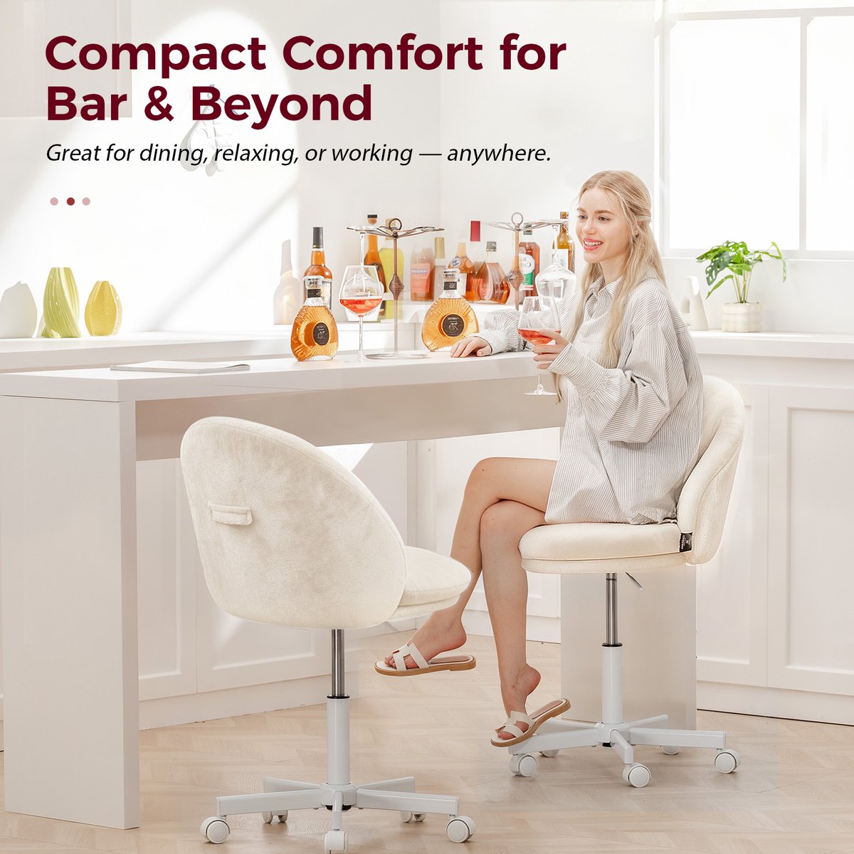 Homeoffice-stoel Draaistoel Wit Fluwelen Oppervlak - afbeelding 2