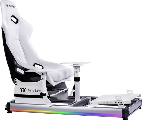 Cockpit de Simulateur de Vol Professionnel Thermaltake GF500 – Chaise entièrement réglable – Aluminium et Acier – Compatible avec Thrustmaster / Logitech / Honeycomb – Wit