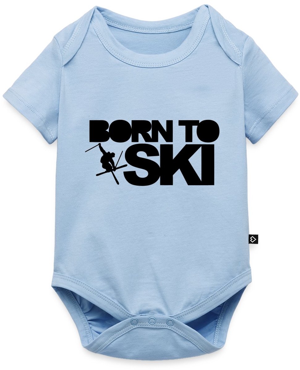 Born To Ski Wintersport Baby Rompertje Met Korte Mouwen