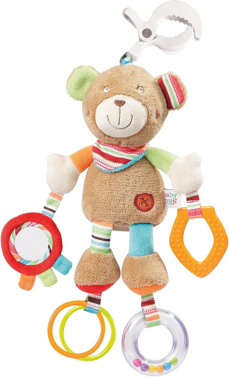 Babyspeelgoed Teddybeer Hangen met Spiegel en Bijtringen voor Fijne Motoriek