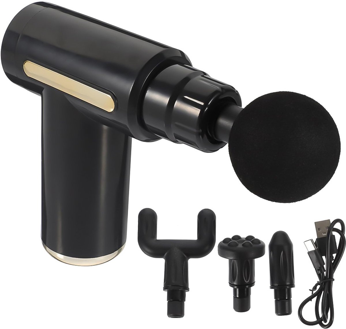 Massage Gun - Massage Apparaat - Massagegun - 3200 RPM - 4 Siliconen Massagekoppen - 6 Snelheidsinstellingen en Een USB-C-oplaadpoort - Massage Pistool - Zwart