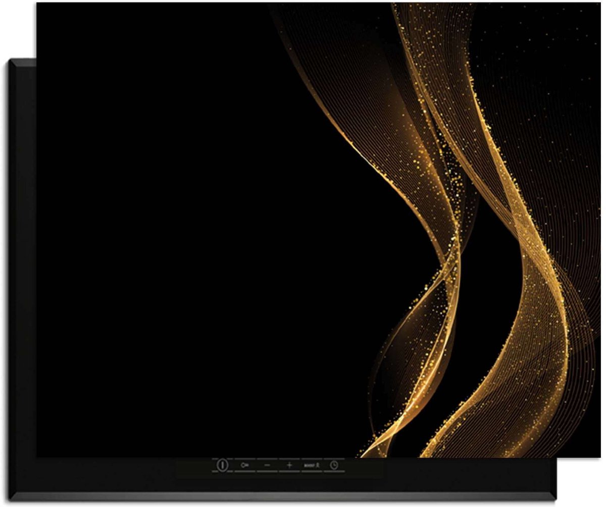 KitchenArt - Golden Flow – Inductie Beschermer - 77x52 cm - Kookplaat Beschermer - Luxe Afdekplaat Inductieplaat - Anti-slip & Oprolbaar - Beschermmat Inductiekookplaat