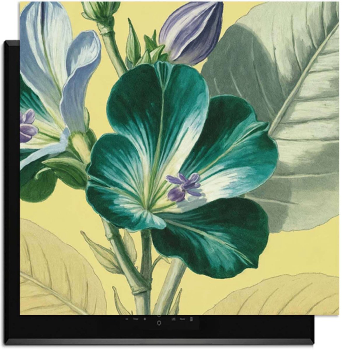 KitchenArt - Botanical Glow – Inductie Beschermer - 62x52 cm - Kookplaat Beschermer - Luxe Afdekplaat Inductieplaat - Anti-slip & Oprolbaar - Beschermmat Inductiekookplaat