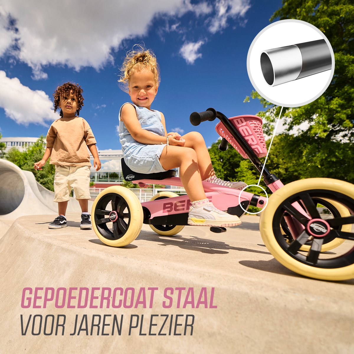 BERG Buzzy Pink Skelter - 2+ jaar - Verstelbare Stoel - Anti-lek EVA banden - Veilige en Stabiele Wegligging - Roze — afbeelding 5