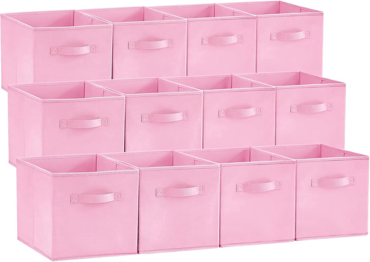 Stunq® 12 Packs Opbergkubussen, 38 cm dobbelstenen opbergcontainers, roze