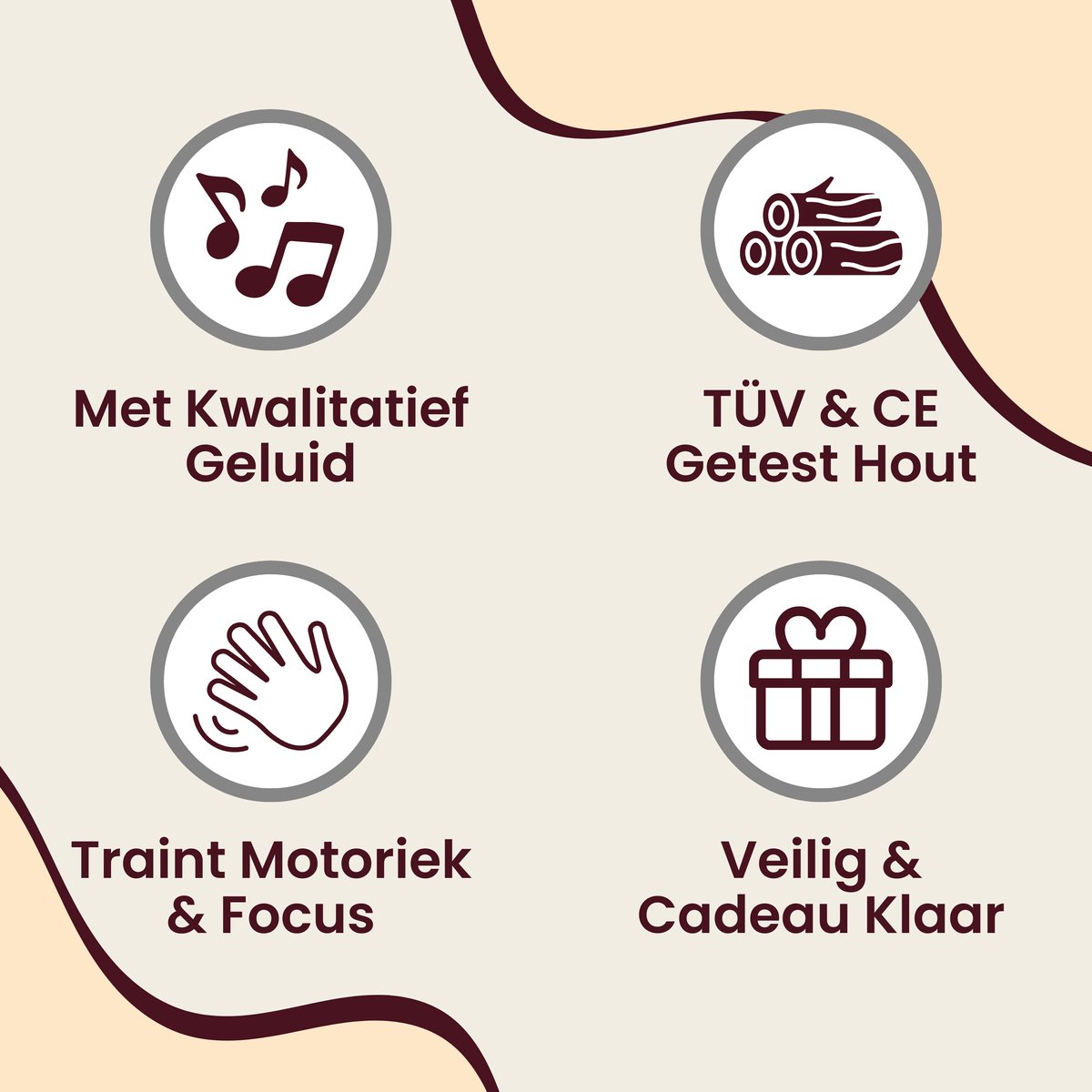 Beebie Babbels - Muziektafel - Bos Editie - Muziek Speelgoed - Houten Speelgoed - Speelgoedinstrumenten - Muziekspeelgoed 1 jaar - Met Xylofoon, Triangel en Trommel — afbeelding 6