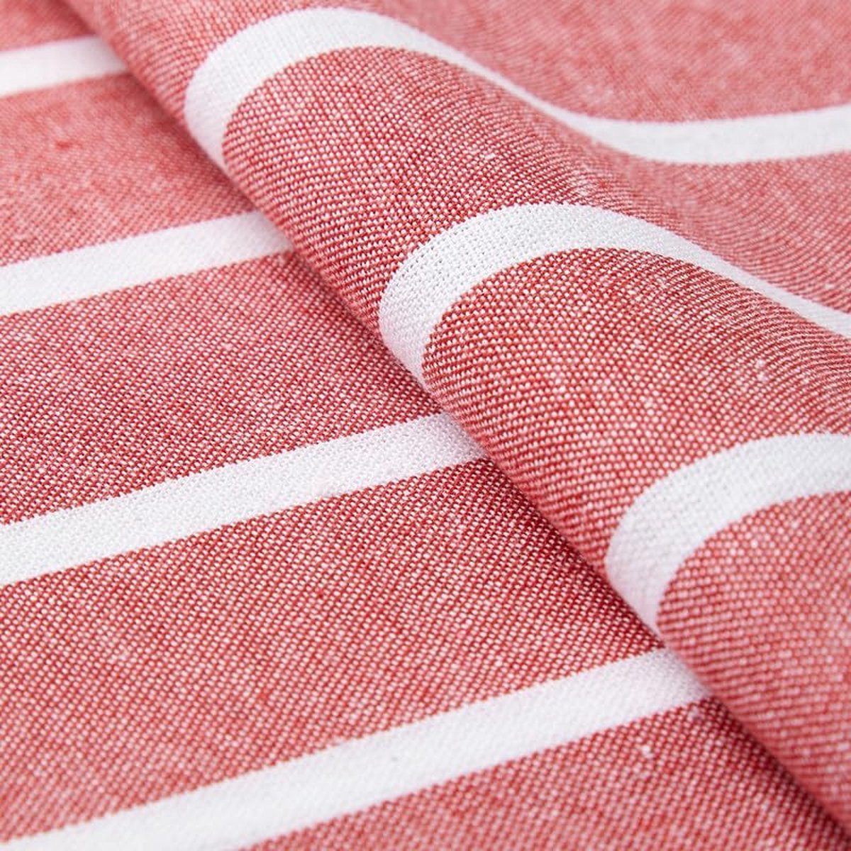 Stunq® Streepjes Katoenen Tafelloper | Maat 32 x 183 cm | Rood - Machinewasbaar