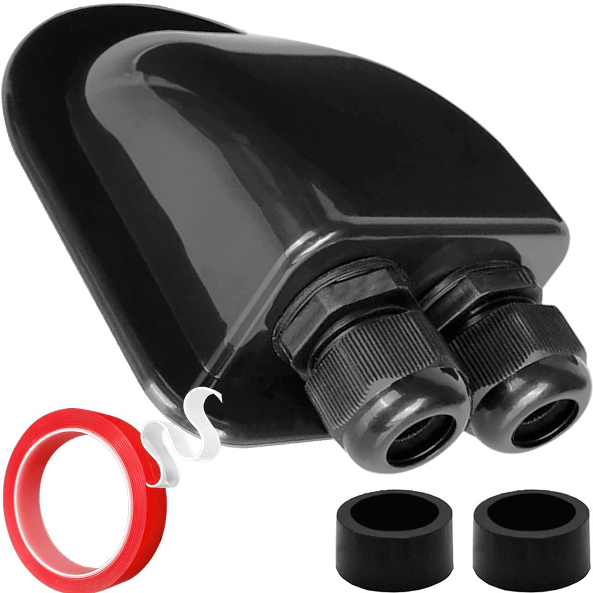 Waterdichte Kabelinvoerdoos IP68 voor Zonnepanelen Dakmontage Camper Caravan Boot Zwart