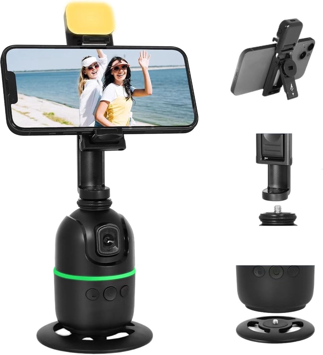 Auto Face Tracking Statief met 360° Rotatie en Vullicht voor Vlogs en Streaming