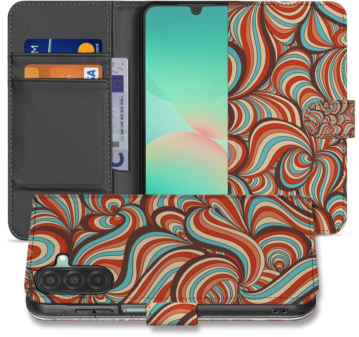 Samsung Galaxy A17 Hoesje Retro Met Pasjes En Magnetische Sluiting
