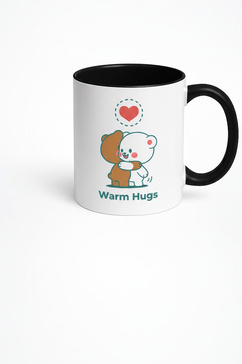 Schattige 'Warm Hugs' Mok met Knuffelende Beren - Liefdevol Geschenk voor Koffie & Thee