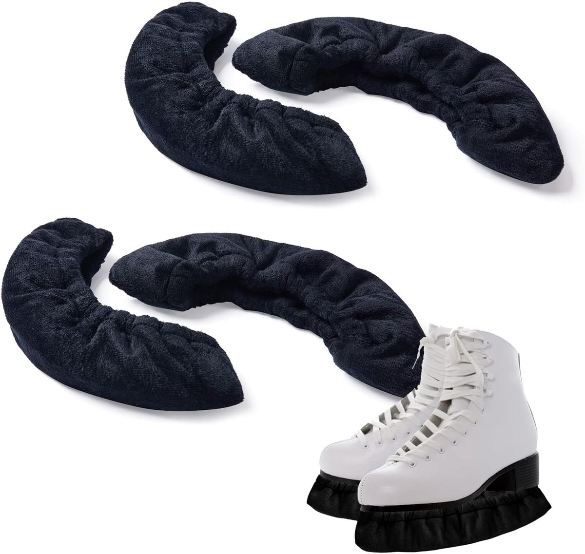 schaatsbeschermers ijshockey - 2 paar - 34*7cm - winterbeschermers voor schaatsen - verdikte fleece schaatsmesbeschermers - kunstschaatsen en schaatsbeschermers - schaatsaccessoires - voor volwassenen en kinderen