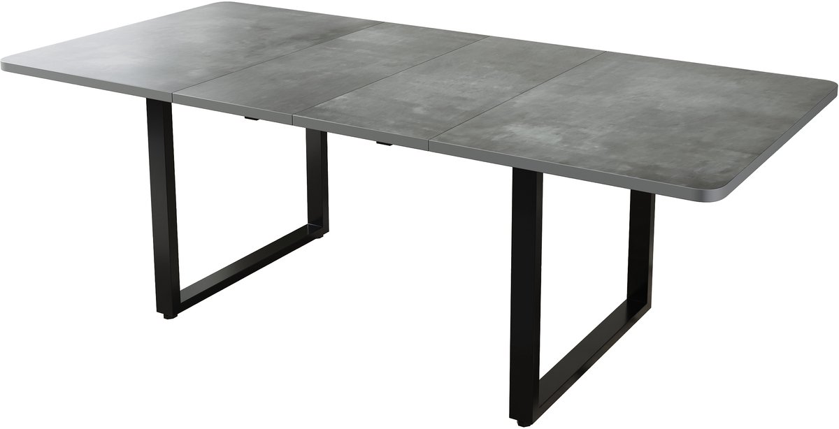 Sweiko Eettafel - Uitschuifbaar - 140/180/220 × 90 cm - Geschikt voor 6-10 personen - Metalen poten - Grijs