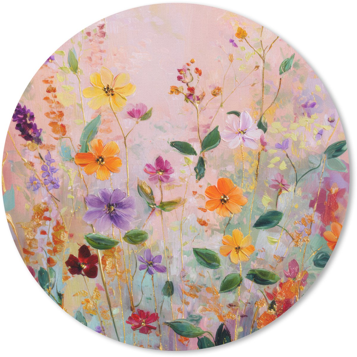 Muismat rond 30x30 cm - Mousepad Schilderij - Bloemen - Abstract - Kleurrijk - Ronde muismatten