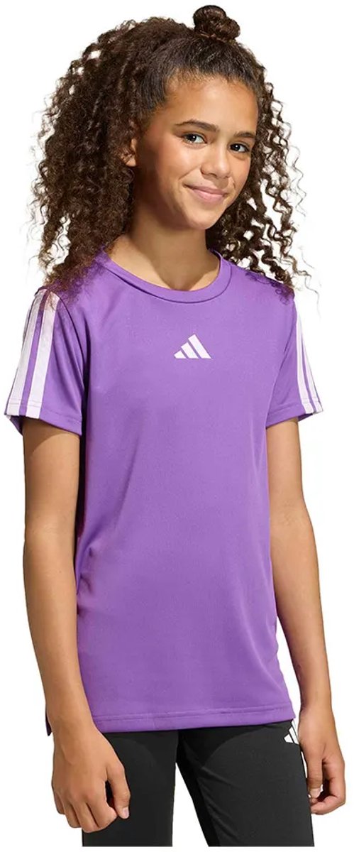 Adidas Training Essentials 3 Stripes T-shirt Met Korte Mouwen 11-12 Years Meisje Paars