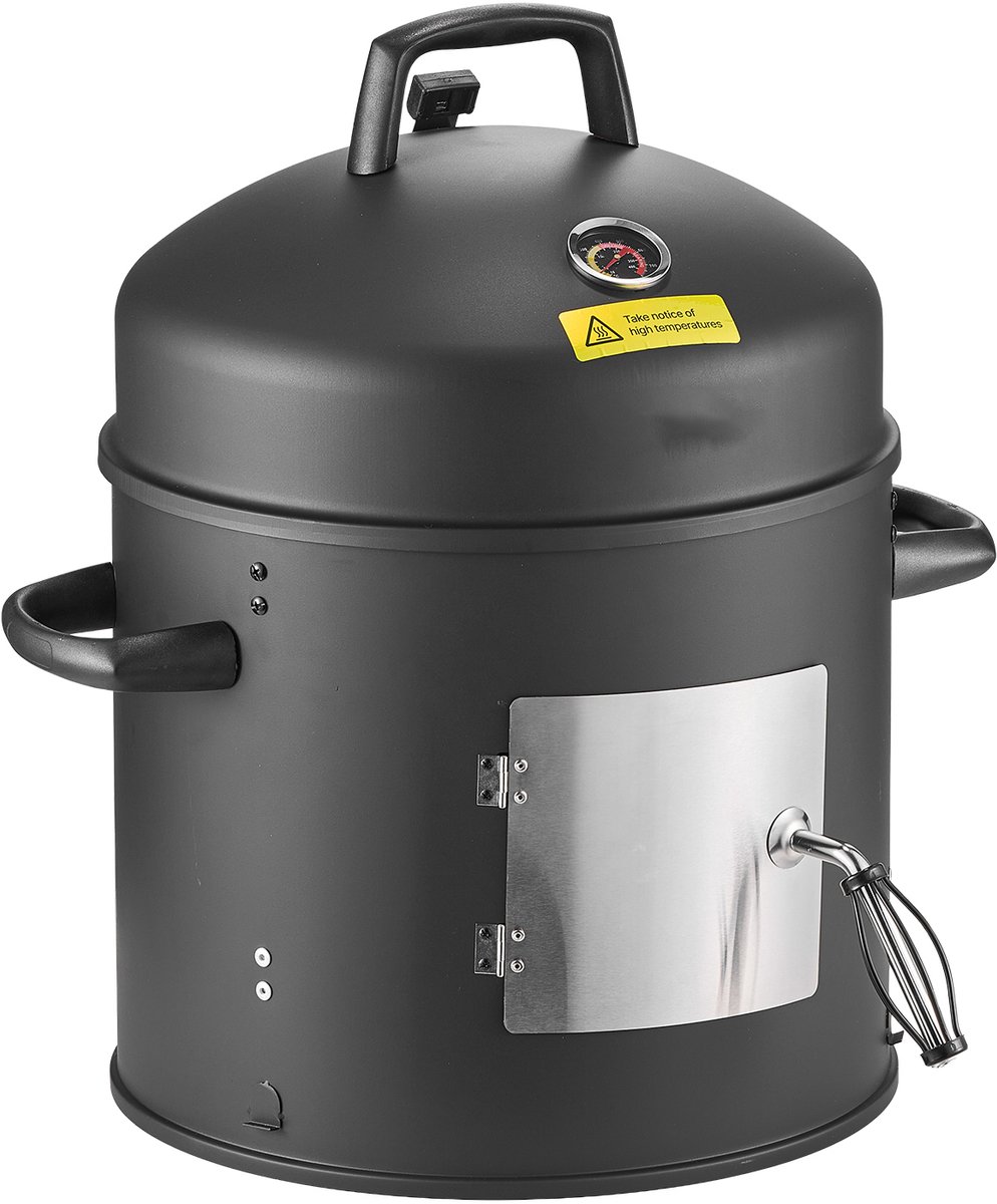 16" verticale houtskoolbarbecue, stalen barbecue-rookoven met dubbele roosters, ingebouwde thermometer, verstelbare ventilatieopeningen en afneembare aslade, perfect voor buitenbijeenkomsten en koken