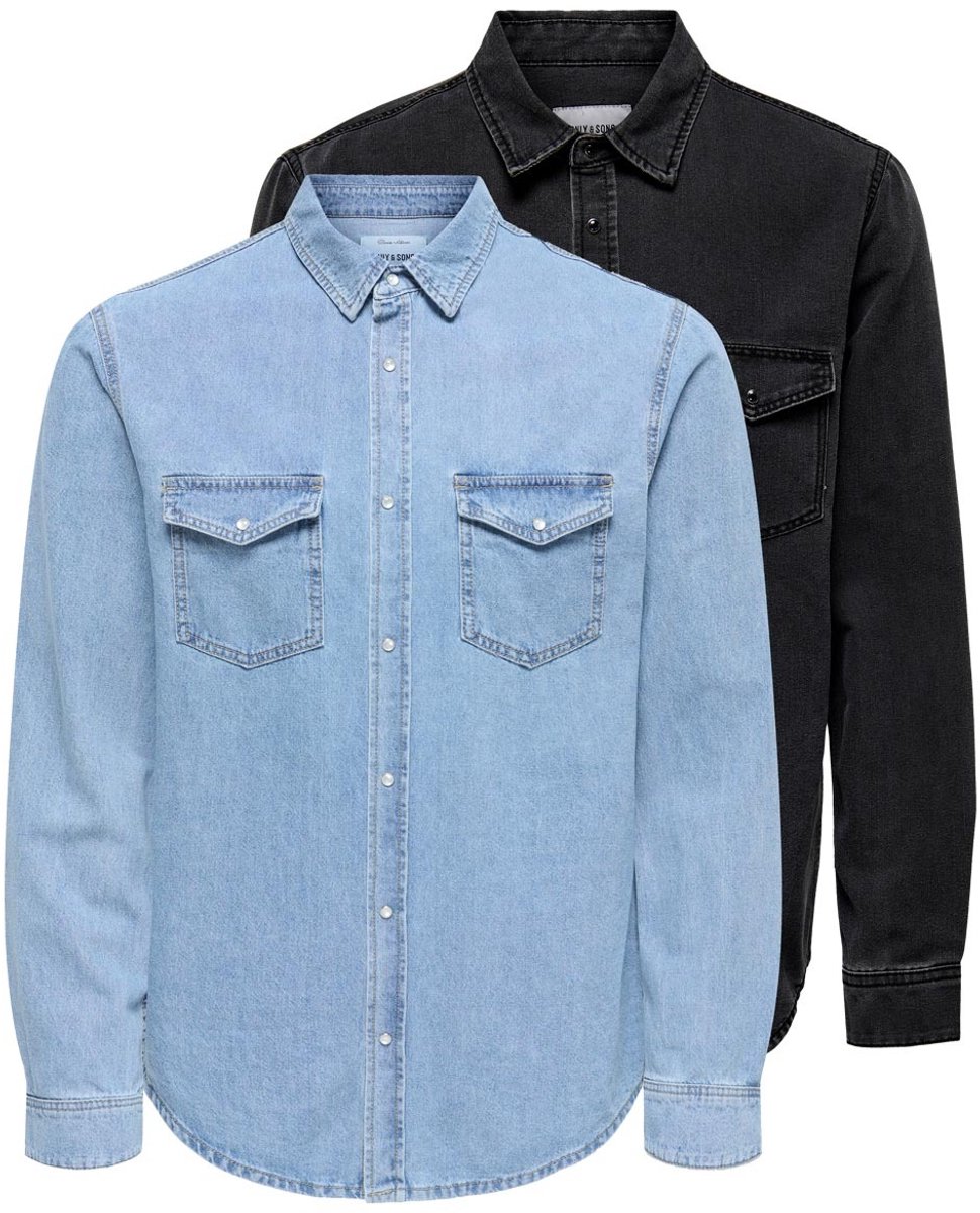 Only & Sons Heren Jeans overhemd 2 pack Bane