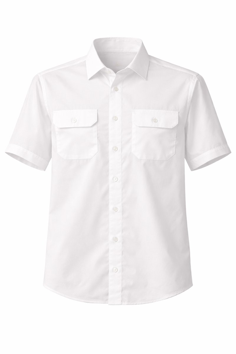 Herenblouse Greiff Basic Regular Fit – Wit – Korte Mouw – Met Borstzakken – Maat M (39/40)