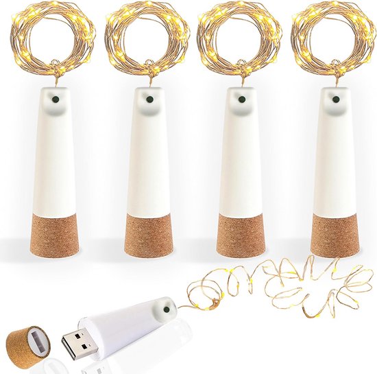 Oplaadbare LED Flessenlampen met Koperdraad - 20 LEDs en 8 Modi - DIY