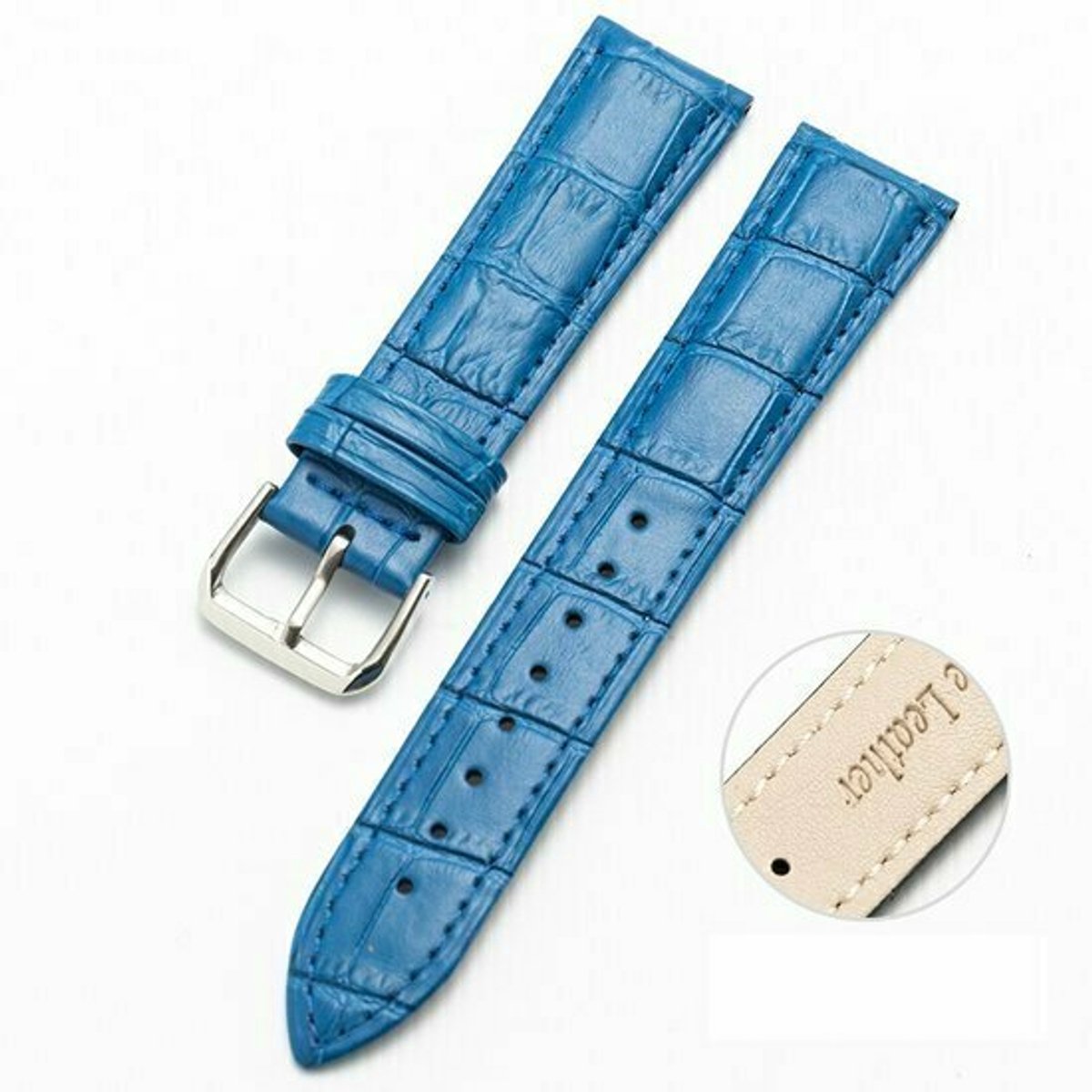 By Qubix - Crocodile leren bandje - Blauw - geschikt voor Huawei Watch 5 - 42mm