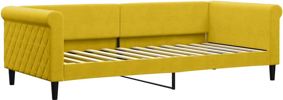 vidaXL Slaapbank - 90x200 - cm - fluweel - geel