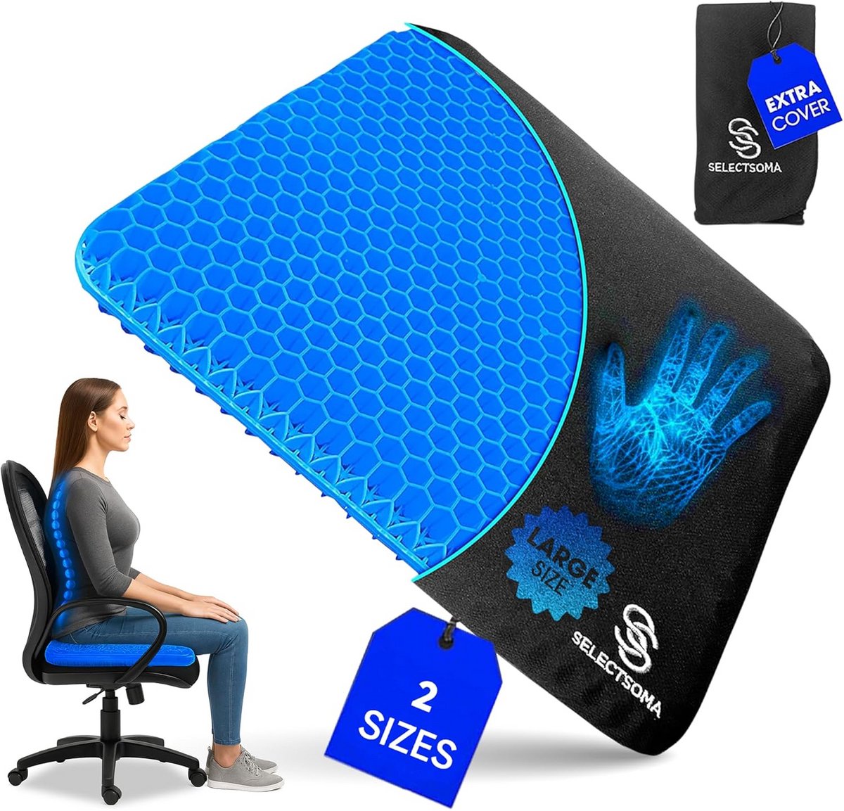 Comfortabel lila gel-zitkussen voor rugpijn en drukontlasting