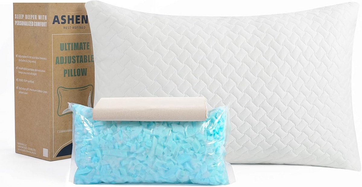 Verstelbaar bamboe kussen voor queensize bed - medium stevigheid, verkoelend, voor rug, buik en zijslapers