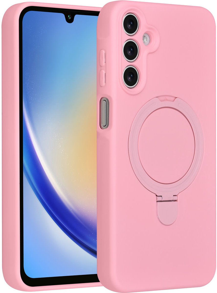 TUNIQ telefoonhoesje voor Samsung Galaxy A15 5G - MagSafe met ringstand en koord - Roze